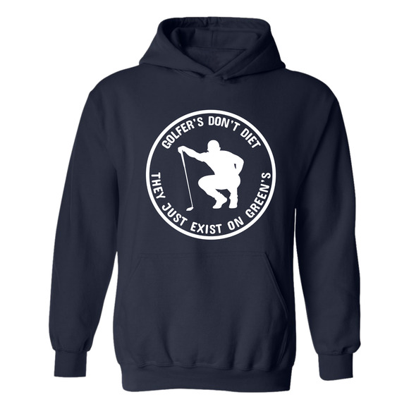 Golf Hoodie Golfers Don't Diet On Greens Funny Man Golfer Kneeling Sweatshirt - Picture 8 of 15